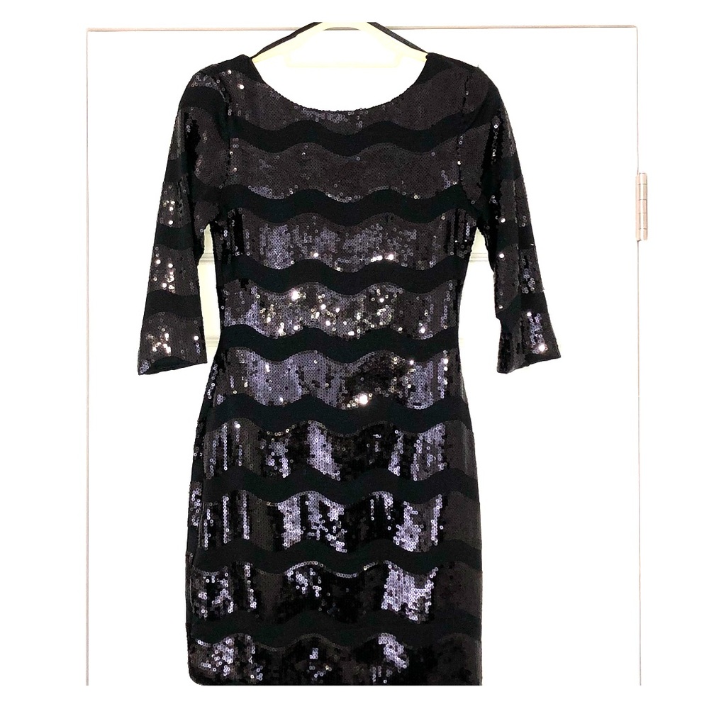 Black sequined cocktail dress